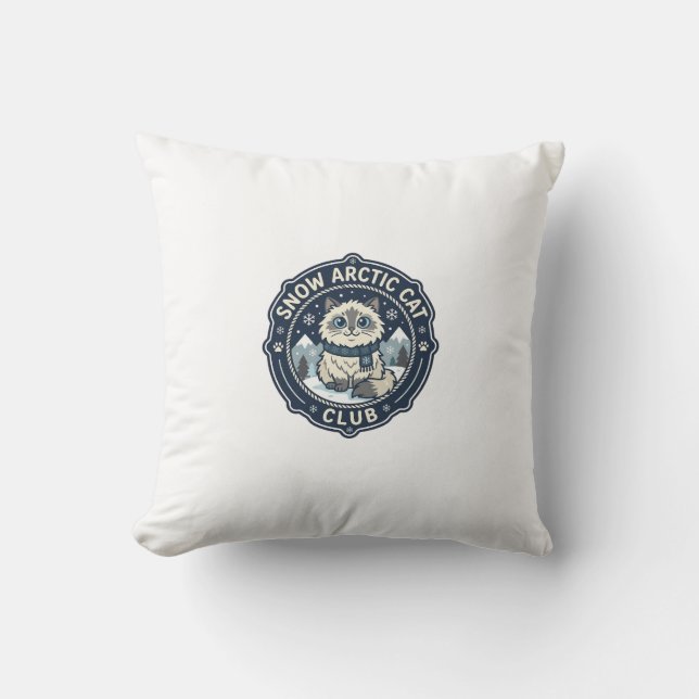 Snow Arctic Cat POD Vector Art - Snow Arctic Cat C Throw Pillow (Front)