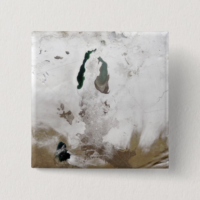 Snow around the Aral Sea 2 Inch Square Button (Front)