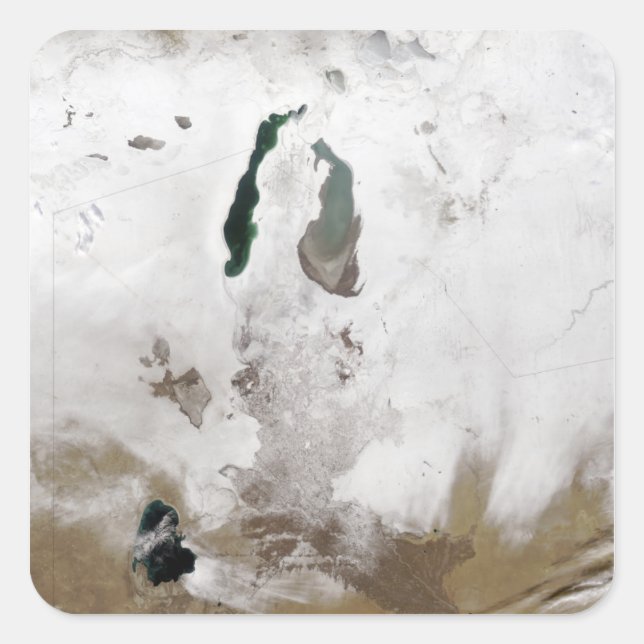 Snow around the Aral Sea Square Sticker (Front)