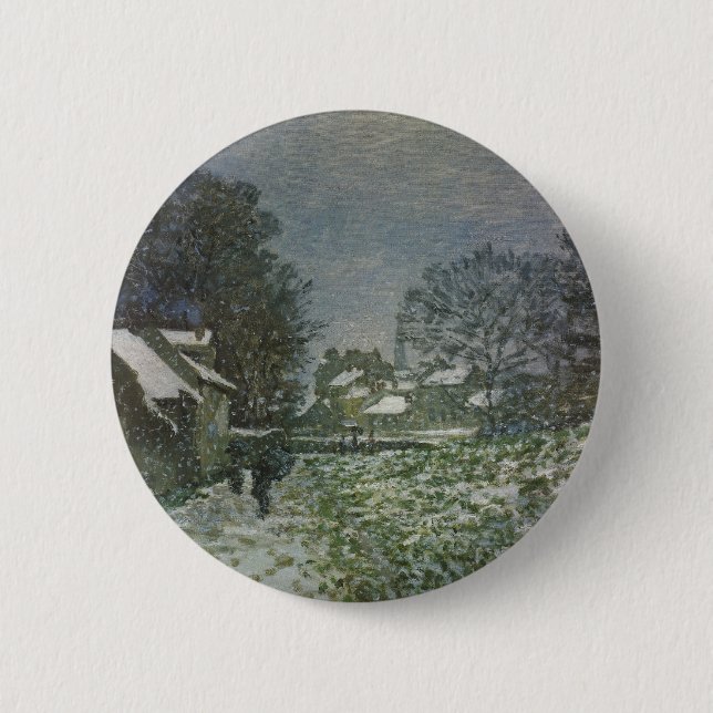 Snow at Argenteuil by Claude Monet 2 Inch Round Button (Front)