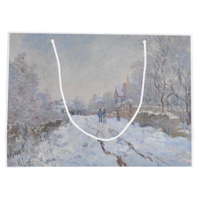 Snow at Argenteuil (by Claude Monet) Large Gift Bag (Back)