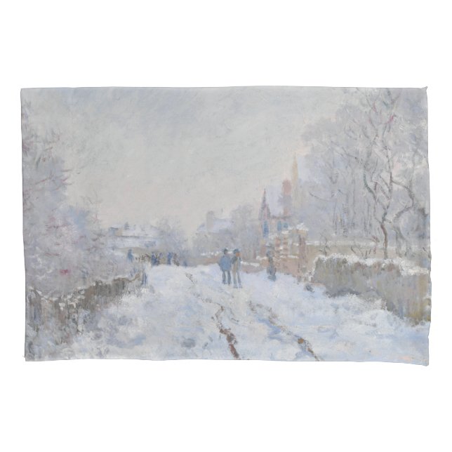 Snow at Argenteuil (by Claude Monet) Pillowcase (Front)