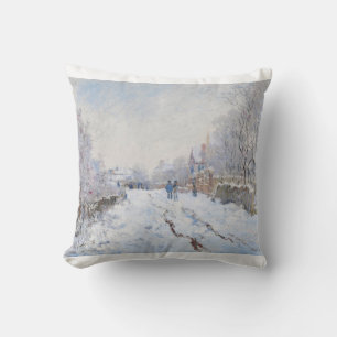 Snow at Argenteuil by Claude Monet Throw Pillow