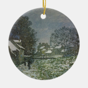 Snow at Argenteuil by Claude Monet, Vintage Art Ceramic Ornament