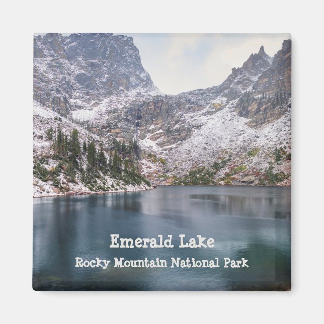 Snow at Emerald Lake Rocky Mountain National Park Magnet (Front)