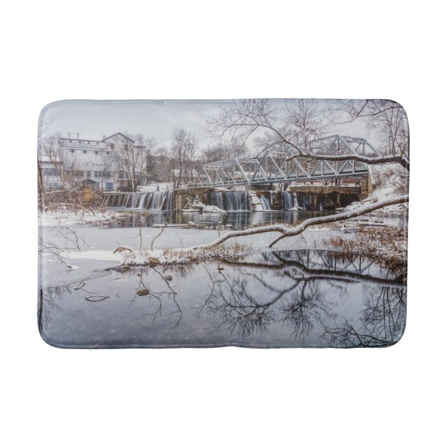 Snow At Finley Dam Bath Mat (Front)