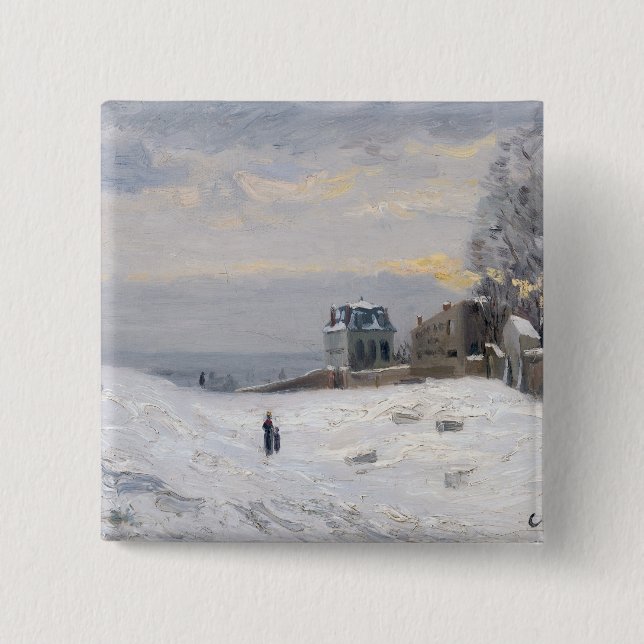 Snow at Montmartre, 1869 2 Inch Square Button (Front)