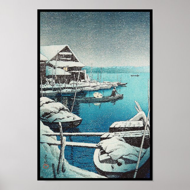 Snow at Mukôjima Hasui Kawase shin hanga art Poster (Front)