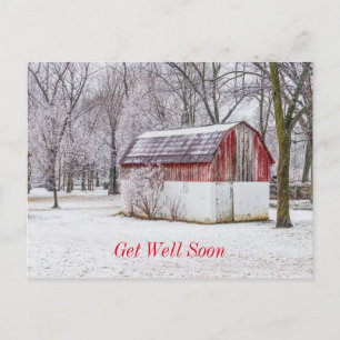 Snow At The Red Barn Get Well Soon Postcard