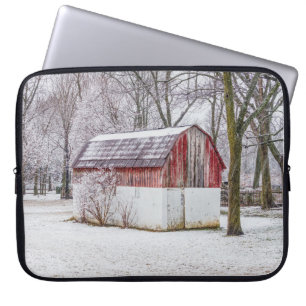 Snow At The Red Barn Laptop Sleeve