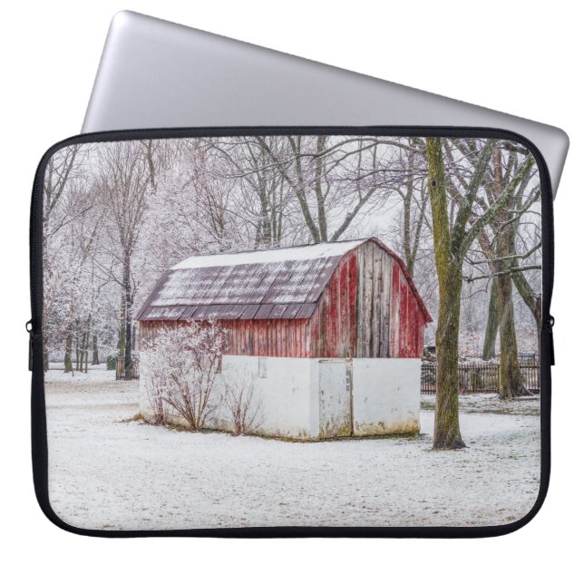 Snow At The Red Barn Laptop Sleeve (Front)