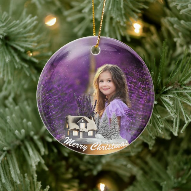 snow ball glass picture ceramic ornament (Tree)