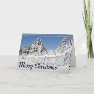 Snow Battered Ski Fence Photo Custom  Holiday Card