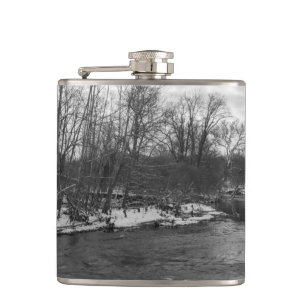 Snow Beauty James River Grayscale Hip Flask