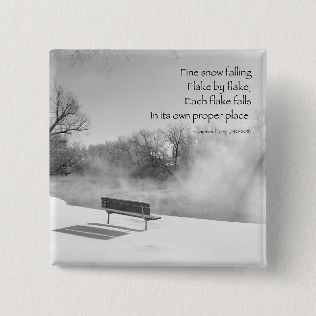 Snow Bench in Silence 2 Inch Square Button (Front)