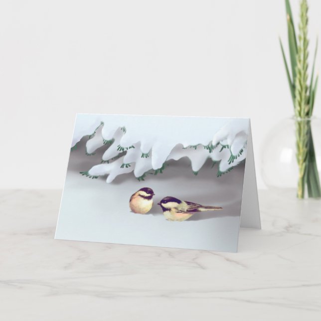 SNOW BIRDS by SHARON SHARPE Holiday Card (Front)