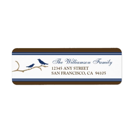 Snow Birds Holiday Return Address Labels (navy)