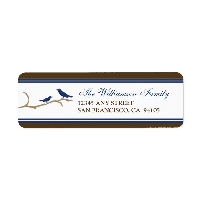 Snow Birds Holiday Return Address Labels (navy) (Front)