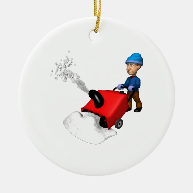Snow Blower Ceramic Ornament (Front)