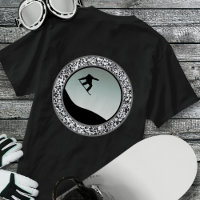 Snow Boarding Pebble Black White Round Design