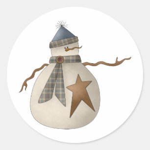 Snow Bobbins · Snowman with Star Classic Round Sticker