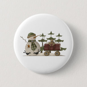 Snow Bobbins · Snowman With Wagon 2 Inch Round Button