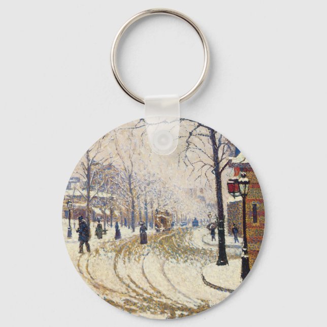 Snow, Boulevard de Clichy, Paris by Paul Signac Keychain (Front)