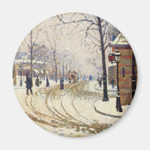 Snow, Boulevard de Clichy, Paris by Paul Signac Magnet