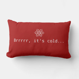 Snow Brrrrr It's Cold Winter Red Cozy Red & White Lumbar Pillow