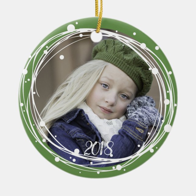 Snow Bubbles Christmas Wreath Ornament (Front)