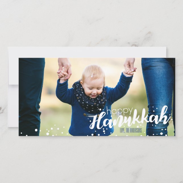 Snow Bubbles Happy Hanukkah Photo Card (Front)