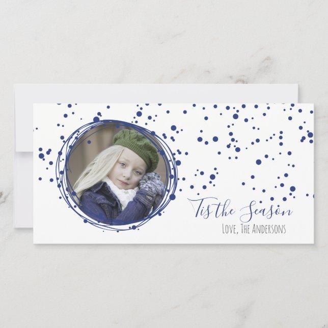 Snow Bubbles Holiday Wreath Photo Card (Front)