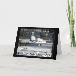 Snow Buddha with Birds Holiday Greeting Card