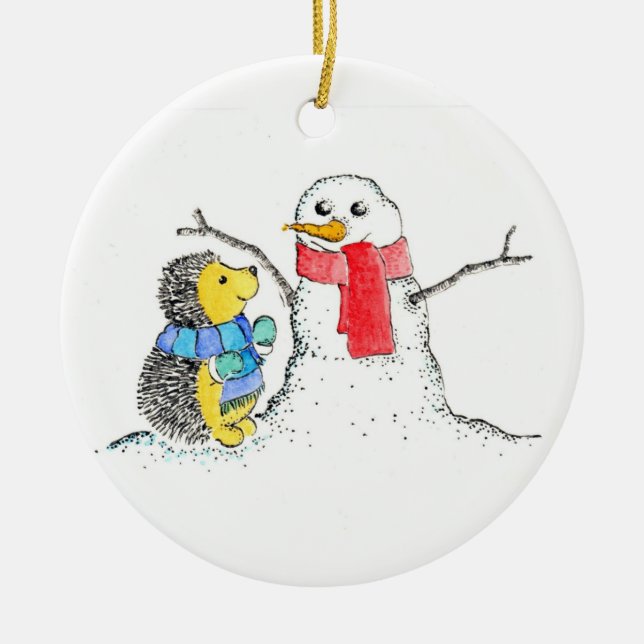 Snow Buddies Ceramic Ornament (Front)