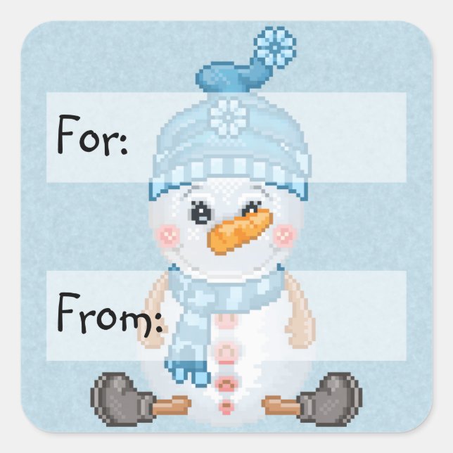 Snow Buddy Pixel Art Square Sticker (Front)