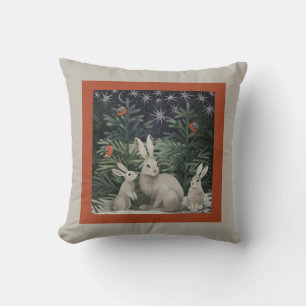 Snow Bunnies; Holiday Throw Pillow
