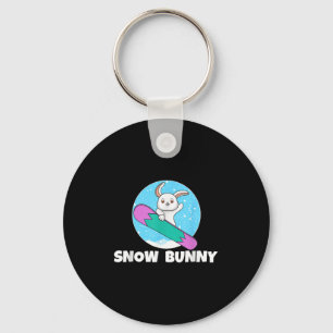 Snow Bunny Cute Rabbit Winter Snow Skiing Ski Love Keychain