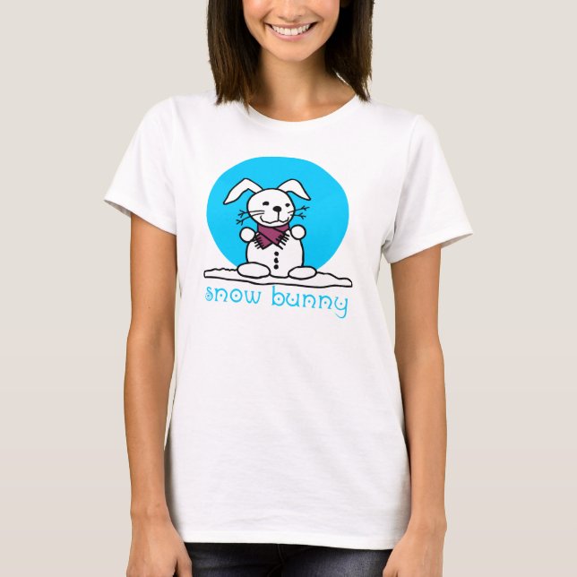 Snow Bunny Snowman Rabbit funny T-Shirt (Front)