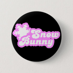 Snow Bunny Winter Pink 2 Inch Round Button
