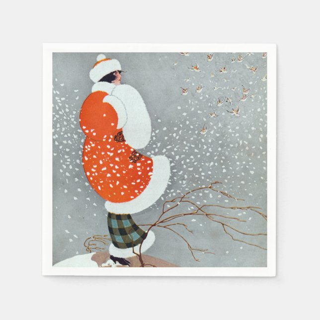Snow Buntings - Will Hammell  Napkin (Front)