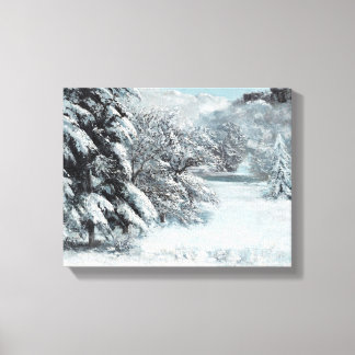 Snow by Gustave Courbet Pine Trees in Snow Canvas Print