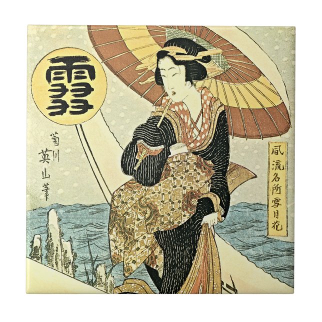 Snow by Kikugawa Eizan Tile (Front)
