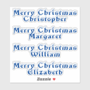 Snow-Capped Blue Typography Merry Christmas Name