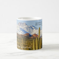 Snow Capped Four Peaks Mountain Saguaro Cactus