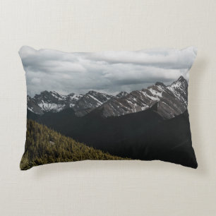 SNOW-CAPPED GRAY ROCKY MOUNTAIN UNDER CLOUDY SKY D ACCENT PILLOW