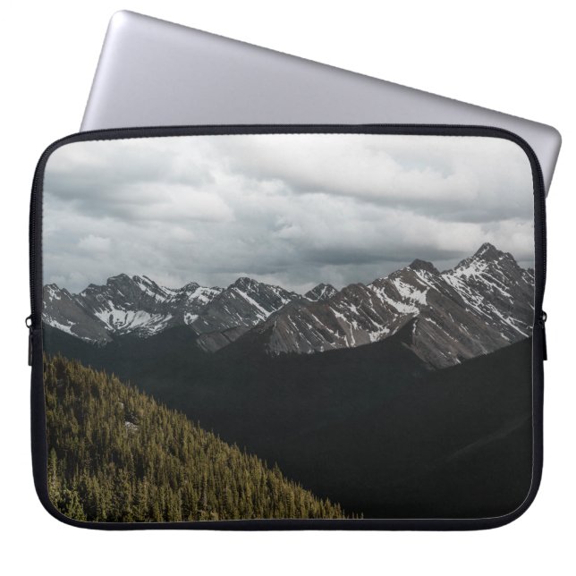SNOW-CAPPED GRAY ROCKY MOUNTAIN UNDER CLOUDY SKY D LAPTOP SLEEVE (Front)