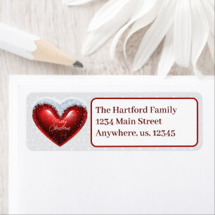 Snow-capped heart custom Christmas address