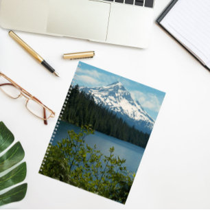 Snow Capped Mount Hood and Scenic Lake Landscape Notebook