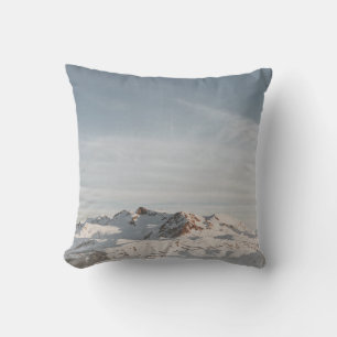 SNOW CAPPED MOUNTAIN AT DAYTIME THROW PILLOW