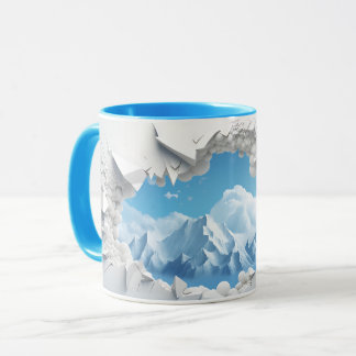 Snow-Capped Mountain Peak Cut-Out Ceramic Coffee Mug